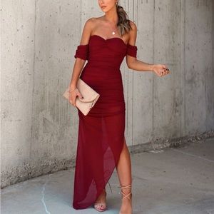 Vici Off Shoulder Sheer Dress